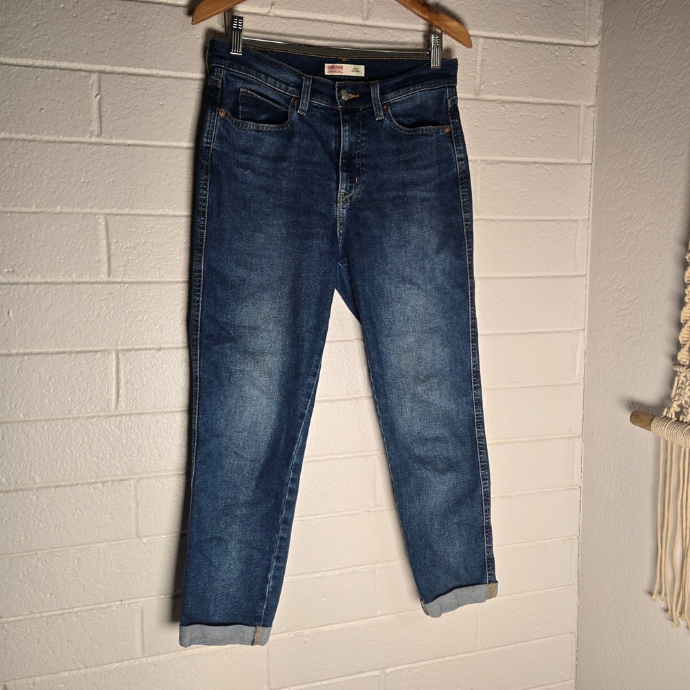 Signature by Levi Strauss Heritage Boyfriend Jeans 4 Dark Wash Denim Capris‎